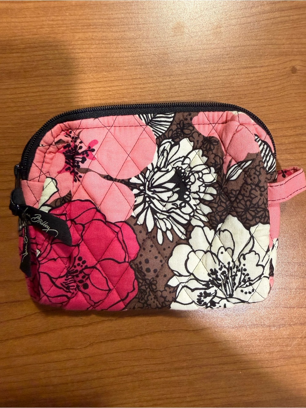 Vera Bradley Pink Floral Quilted Cosmetic Pouch View 2